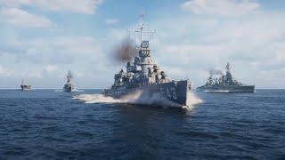 Aggressive Battleship on the Ocean | World of Warships | Multiplayer gameplay | Ultra Graphics Game