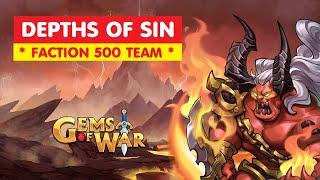 Gems of War DEPTHS OF SIN Faction 500 Delve Guide and Best Team! Easy pure strategy!