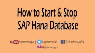 Sap Hana tutorial for beginners - Start Stop SAP HANA Database