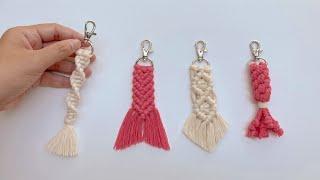 DIY 4 Macrame Keychain Tutorial | Easy Macrame Keychain for Total Beginner