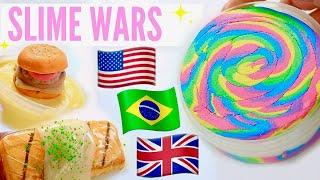 $450 Slime war! USA VS BRAZIL VS UK SLIME PACKAGES REVIEW FAMOUS WORLDWIDE SHOPS