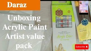 Unboxing acrylic paint colours | With paint brushes | Good quality | In very good price|