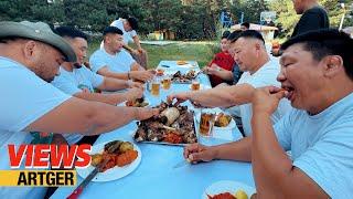 What Do Mongol Wrestlers Eat in a Day! A Day with the Giant Wrestlers! | Views