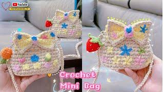 Mini Crochet Pouch/Bag/Wallet  Móc Túi Mini Đeo Chéo Dâu Tây, Tulip Siêu Dễ Thương