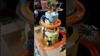 Trending Cake  moving train theme cake with jungle theme cake #traincake #cutecakes #trendingcake