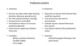 Animal Production   Lesson 1 Production systems