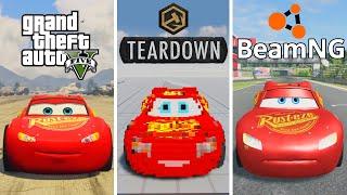 GTA 5 Lightning McQueen vs Teardown Lightning McQueen vs BeamNG Drive McQueen - WHO IS BEST?