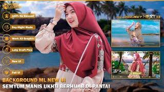 Background ML Senyum Manis Ukhti Berhijab di Pantai New UI