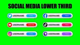 Social Media Lower Third Animation For Your Videos - GREEN SCREEN