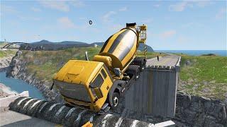 Mobil Bus Dan Truk Kecelakaan Vs Jembatan Buntung Mobil Rusak Dan Hancur#7 Beamng.Drive