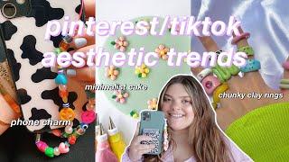 aesthetic pinterest/tiktok trends DIY (clay rings, minimalist cake, beaded phone charm)