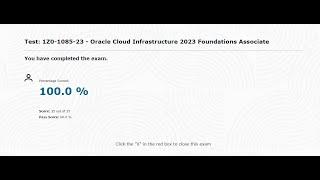 Solution of Oracle Cloud Infrastructure 2023 1Z0-1085-23 -  Foundations Associate SCORE=100%