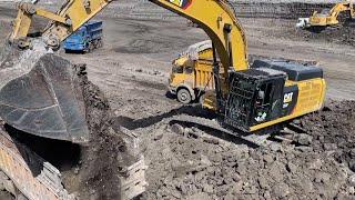 Caterpillar 352F Excavator Loading Overburden On 4 Axle Trucks - Ascon Ltd