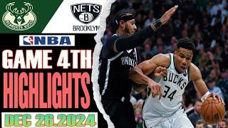 Milwaukee Bucks vs Brooklyn Nets Game 4th Highlights Dec 26,2024 NBA Season 2024-25