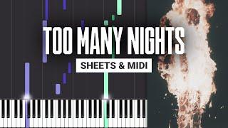 Too Many Nights - Metro Boomin - Piano Tutorial - Sheet Music & MIDI