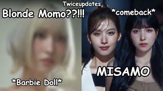 twice momo reveals her hair color ft. MISAMO comeback *Blonde Momo is back*