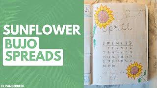 PLAN WITH ME  april 2024 sunflowers and floral bullet journal spreads