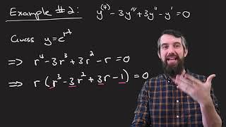 Higher Order Constant Coefficient Differential Equations: y'''+y'=0 and y''''-3y'''+3y''-y'=0