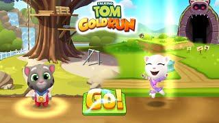 Talking Tom Gold Run Build & Collect Gold - Champion Tom X Gymnast Angela Walkthrough Gameplay