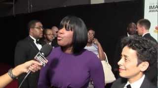 Roslyn M. Brock with Vice Admiral Michelle Howard speaks to press 44th NAACP Image Awards Red Carpet