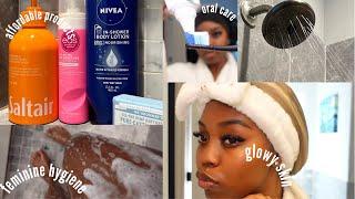 MORNING SHOWER/HYGIENE ROUTINE: Glowy Skin, Must Have Feminine Products, How To Smell Good & more