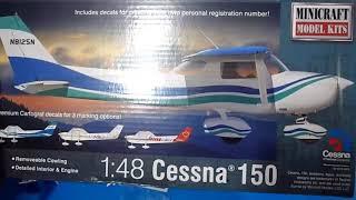 1/48 Minicraft Cessna 150 improved Model Kit box & sprue review from 2013, ref. N° 11675