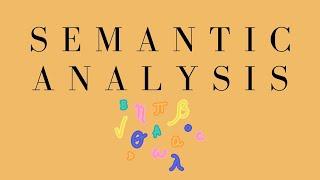 Semantic Analysis (English Semantic Analysis)