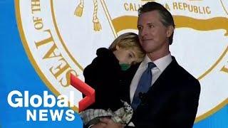 California Gov. Gavin Newsom's two-year-old son steals spotlight at inauguration