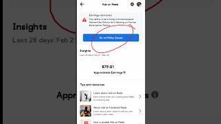 Facebook Earning restricted problem Solved on fb trick viral kaise kare #shortsfeed #shorts #fb