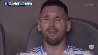 Messi is crying after getting injured in his last Copa America #lionelmessi #argentina  #copaamerica