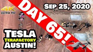 Tesla Gigafactory Austin 4K  Day 65 -9/25/20 - Tera Texas - CONCRETE IN THE GROUND + LOW FLY PLANT!