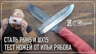 Тест ножей от Ильи Рябова. Сталь Р6М5 и ШХ15.  Заточка на Профиль К03 Pro.
