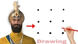 Dots turns into Guru Gobind singh ji Drawing // Easy Guru Gobind Singh Drawing