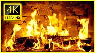  Burning Logs in Fireplace  4K Cozy Christmas Fireplace (10 Hours) & Crackling Fireplace Sounds