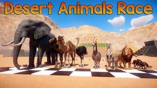 Desert Carnivores VS Desert Herbivores Animals Race in Planet Zoo included Lion, Camel, Elephant