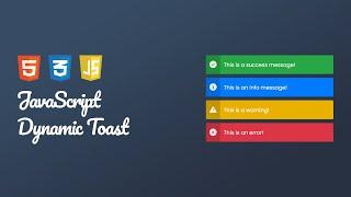 How to make toast notifications with JavaScript | Pure JS Toast notifications