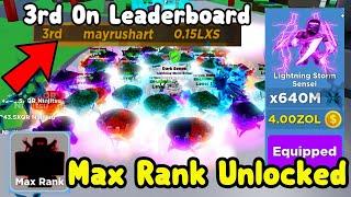 I Unlocked Max Rank In Only 20 Minutes! Became Top 3 Best Player - Ninja Legends Roblox