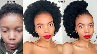 Afro Puff On Short 4c Natural hair| Full Afro puff ft Onaturalwigs | Drawstring ponytail