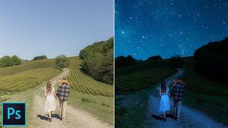 Turn DAY to NIGHT in 1 MINUTE with Photoshop - Adobe Photoshop cc 2021 tutorial