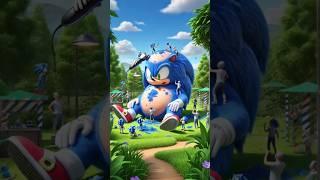 funny story fat sonic giant bald at the barber shop #sonic #cartoon #play #shorts