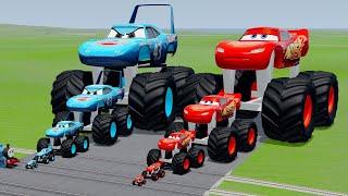 Big & Small McQueen vs Chick Hicks vs Tow Mater vs King Dinoco vs Duch Hudson - BeamNG.Drive