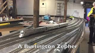 Video 159. Gauge 1 EAG new track first test run. Plus Burlington Zepher