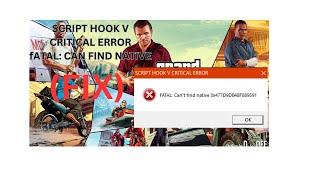 Script hook v critical error Fatal: can't find native 0x36d782f68b309bda in GTA5 2024 Hindi/Urdu