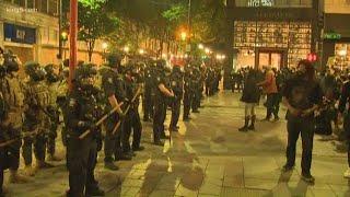 Protesters remain on the streets in Seattle at 10 p.m.