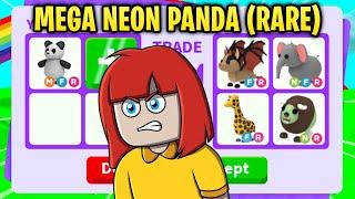 TRADING MY MEGA NEON PANDA IN RICH ADOPT ME SERVER (Roblox successful trades)