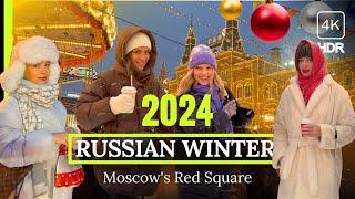  New Year's Square ️  Russian Attractive Girls, Russian Winter, Walking Tour 4K HD
