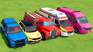 TRANSPORTING POLICE CARS and AMBULANCE EMERGENCY VEHICLES WITH MAN TRUCKS ! Farming Simulator 22