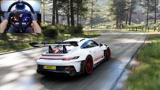 Tuned Porsche 911 GT3 RS - Forza Horizon 5 | Steering wheel gameplay