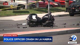 La Habra police officer hospitalized after violent motorcycle crash