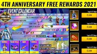 4th Anniversary Calendar Event Full Details in free fire | 4th anniversary calendar free rewards